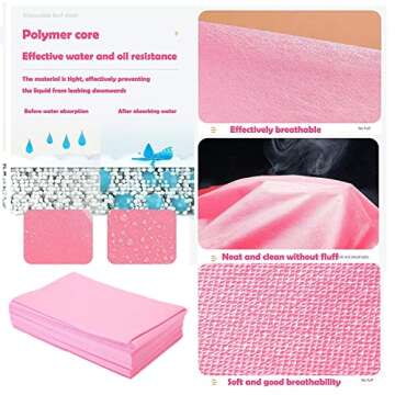 20pcs Disposable MassageTable Cover, Fitted Spa Bed Sheets Pink Elastic Bed Sheets for Spa Tattoos Protective Massage Table Cover Barrier
