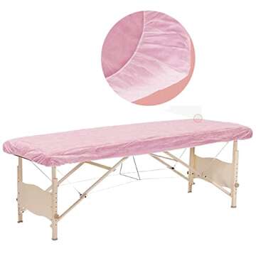 20pcs Disposable MassageTable Cover, Fitted Spa Bed Sheets Pink Elastic Bed Sheets for Spa Tattoos Protective Massage Table Cover Barrier