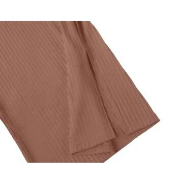 Urban CoCo Elastic Skinny High Waist Solid Ribbed Knit Office Pencil Skirt (Brown, L)