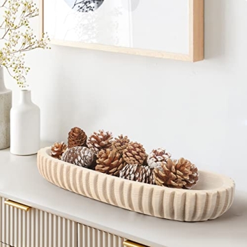 Artisan-Crafted Wooden Decorative Dough Bowl for Home Decor - Unique Centerpiece with Hand-Carved Ve...
