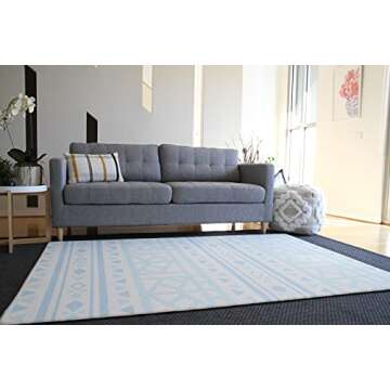 Cushmat Stylish Reversible Foam Play Mat (Large, Crystals - Ivory Light Blue) - Soft, Waterproof, Durable Play mat for Infants, Babies, Toddler, Kids & Grownup - 6.5ft x 4.5ft