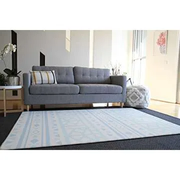 Cushmat Stylish Reversible Foam Play Mat (Large, Crystals - Ivory Light Blue) - Soft, Waterproof, Durable Play mat for Infants, Babies, Toddler, Kids & Grownup - 6.5ft x 4.5ft