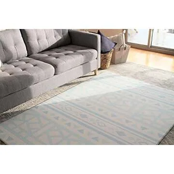 Cushmat Stylish Reversible Foam Play Mat (Large, Crystals - Ivory Light Blue) - Soft, Waterproof, Durable Play mat for Infants, Babies, Toddler, Kids & Grownup - 6.5ft x 4.5ft