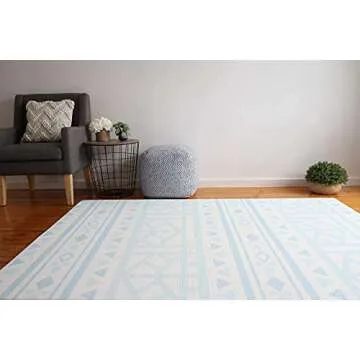 Cushmat Stylish Reversible Foam Play Mat (Large, Crystals - Ivory Light Blue) - Soft, Waterproof, Durable Play mat for Infants, Babies, Toddler, Kids & Grownup - 6.5ft x 4.5ft