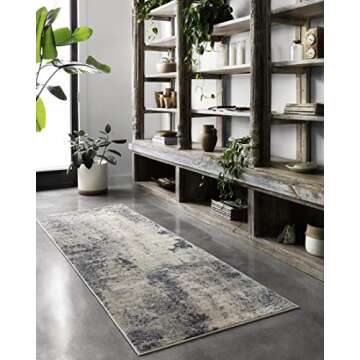 Loloi Teagan Collection 5'-3" x 7'-6" Area Rug in Natural/Denim - Large Area Rug, Soft Neutral Rug, High-Traffic Area Rug for Living Room, Bedroom, Home Office, Dining Area