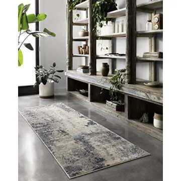 Loloi Teagan Collection 5'-3" x 7'-6" Area Rug in Natural/Denim - Large Area Rug, Soft Neutral Rug, High-Traffic Area Rug for Living Room, Bedroom, Home Office, Dining Area