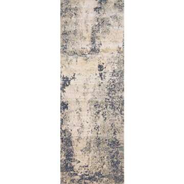 Loloi Teagan Collection 5'-3" x 7'-6" Area Rug in Natural/Denim - Large Area Rug, Soft Neutral Rug, High-Traffic Area Rug for Living Room, Bedroom, Home Office, Dining Area
