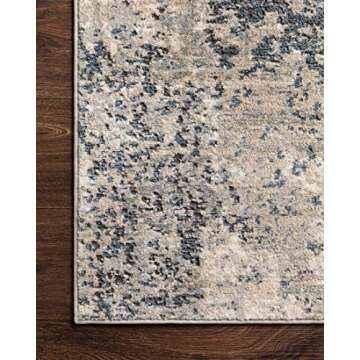 Loloi Teagan Collection 5'-3" x 7'-6" Area Rug in Natural/Denim - Large Area Rug, Soft Neutral Rug, High-Traffic Area Rug for Living Room, Bedroom, Home Office, Dining Area