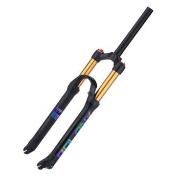 BOLANY 26/27.5/29 MTB Bike Air Suspension Fork Shock Absorber Rebound Adjustment 1 1/8 Straight Tube QR 9mm Travel 100mm Manual/Remote Locking Fit Mountain/Road Bike