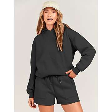 Stylish ANRABESS Women's 2 Piece Hoodie & Shorts Set