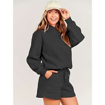 Stylish ANRABESS Women's 2 Piece Hoodie & Shorts Set