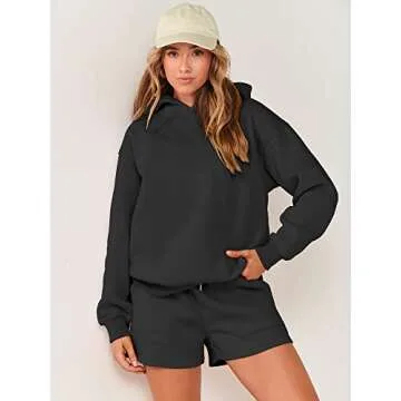 Stylish ANRABESS Women's 2 Piece Hoodie & Shorts Set