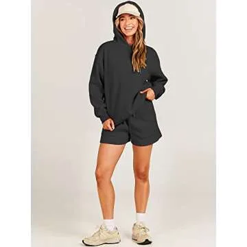 Stylish ANRABESS Women's 2 Piece Hoodie & Shorts Set