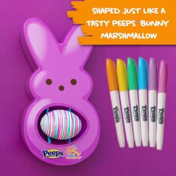 The Eggmazing Egg Decorator - Peeps Bunny - Arts and Craft Set Includes 6 Colorful Quick Drying, Non...