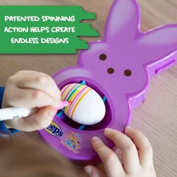 The Eggmazing Egg Decorator - Peeps Bunny - Arts and Craft Set Includes 6 Colorful Quick Drying, Non-Toxic Markers - Purple