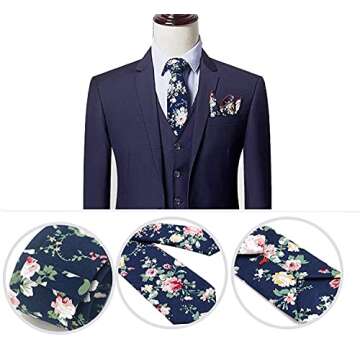 Geek-M Men's Tie Floral Fashion Neck Ties Causal Formal Occasion Wedding Business (Navy Blue H1)