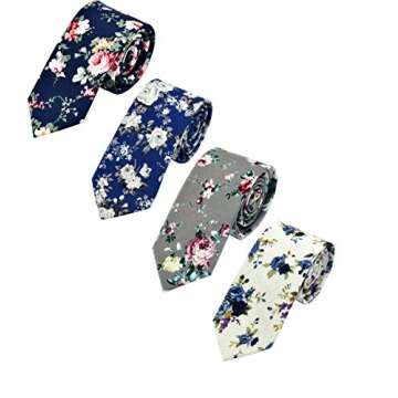 Geek-M Men's Tie Floral Fashion Neck Ties Causal Formal Occasion Wedding Business (Navy Blue H1)
