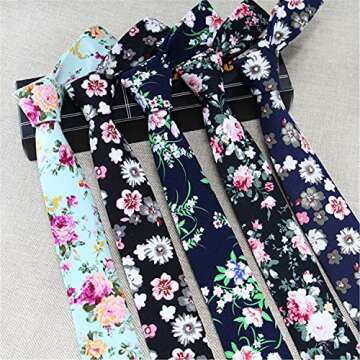 Geek-M Men's Tie Floral Fashion Neck Ties Causal Formal Occasion Wedding Business (Navy Blue H1)