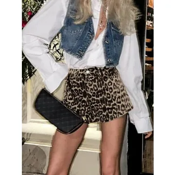 Trendy POHADON Leopard Print Jean Shorts for Women