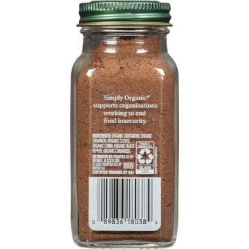 Simply Organic Garam Masala, 3-Ounce Jar – Northern Indian Spice Blend, Richly Spicy But Not Hot, ...