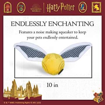 Harry Potter Snitch Pet Squeaker Toy | Dog Toy Snitch Squeaker Ball | Quidditch Inspired Dog Toy for Pets | Crinkle Dog Toy, Dog Ball Toys, Squeaky Ball for Dogs