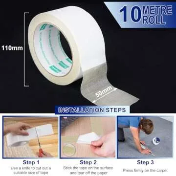 YOLETO Double Sided Carpet Tape Heavy Duty - Anti Slip Rug Secure Tape for Carpet Edges, Sticky mat ...