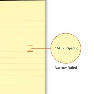 Amazon Basics Narrow Ruled Lined Writing Note Pad, 5 inch x 8 inch, Canary, 600 Count (12 Packs of 50)
