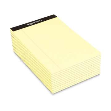 Amazon Basics Narrow Ruled Lined Writing Note Pad, 5 inch x 8 inch, Canary, 600 Count (12 Packs of 50)