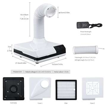 faruijie Dust Collector - Nail Dental Polishing Vacuum Dust Suction Upgraded Powerful Dust Extractor with FAN and LED Dual Function for Nail Woodworking