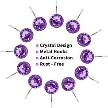 MitoVilla Purple Shower Curtain Hooks Rings, Metal Shower Hooks for Shower Curtain Liner, Purple Rust Proof Shower Rings for Curtain Accessories and Bathroom Shower Rod, 12 Pack Bathroom Set