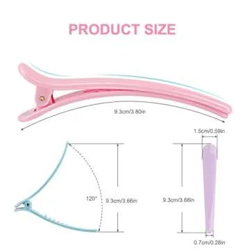 Rioa Hair Clips - 12 Pack Multicolor Plastic Duck Teeth Clips for Women's Styling and Sectioning. No...