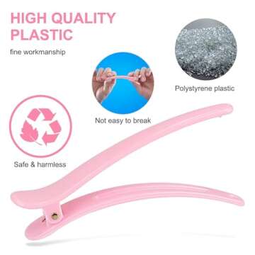 Rioa Hair Clips - 12 Pack Multicolor Plastic Duck Teeth Clips for Women's Styling and Sectioning. Non-slip for Thick & Thin Hair - Professional Salon Quality