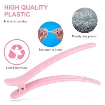 Rioa Hair Clips - 12 Pack Multicolor Plastic Duck Teeth Clips for Women's Styling and Sectioning. Non-slip for Thick & Thin Hair - Professional Salon Quality