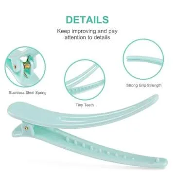 Rioa Hair Clips - 12 Pack Multicolor Plastic Duck Teeth Clips for Women's Styling and Sectioning. Non-slip for Thick & Thin Hair - Professional Salon Quality