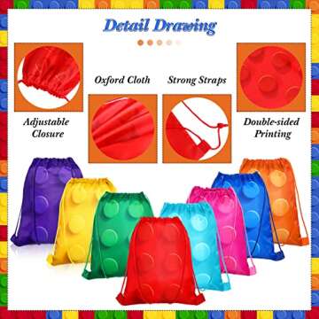 Yerliker Building Block Party Favor Bags - 24 Pack Drawstring Treat Bags