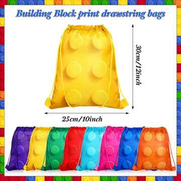 24 Pack Building Block Party Favor Bags for Kids