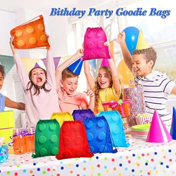 24 Pack Building Block Party Favor Bags for Kids