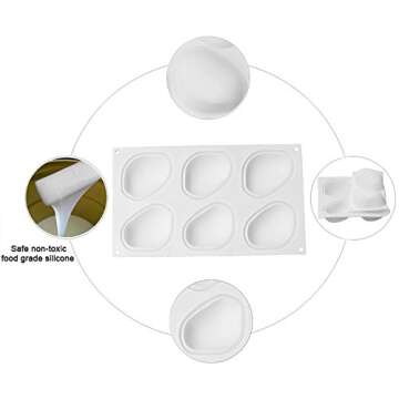 D&B Kitchen Tools New Arrival Silicone Super Vivid Elliptical Pebble Stone Baking Pan for Cakes Mousse Dessert Non Stick Mold Tools, Bakeware, Cake Pans, White