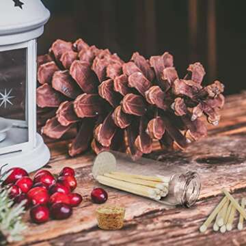 2" Matches in 6 Glass Bottles Cork Top, Striker Stickers Included | 120 Matchsticks Color of Your Choice | Decorative Safety Matches w/Small Glass Holder | Gifts & Home Decor by Thankful Greetings