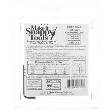 Snappy Tools Quick-Change 5-Pc. Countersink Drill Bit Set