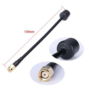 iFlight 2pcs 5.8G Drone Antenna 150mm RHCP Antenna RP-SMA Male for Long Range FPV Racing Drone Quadcopeter TX/RX (Black)