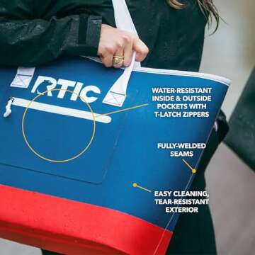 RTIC Ultra-Tough Tote Bag, Waterproof for Beach, Pool, Towel, Grocery, Shopping, Camping, Picnic, Travel, Boat, Heavy-Duty, Puncture Resistant, Large, Deep Harbor