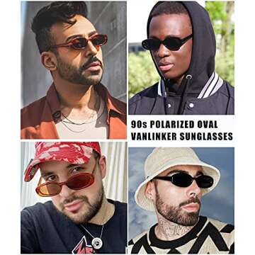 VANLINKER 90s Polarized Retro Oval Sunglasses for All