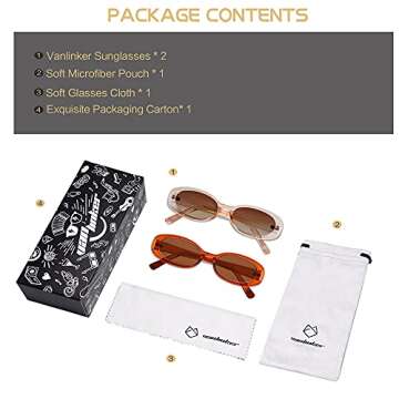 VANLINKER 90s Polarized Retro Oval Sunglasses for All