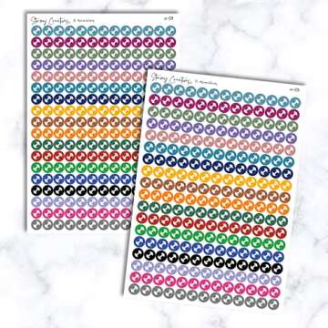 Small Gym, Weight Icon Decorative Planning Stickers, 2 Sheets, 468 total stickers, 0.3" diameter, Mu...
