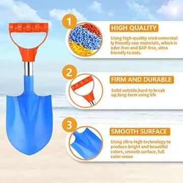 Heavy Duty Beach Shovels for Kids - 4 Pack 16 Inch