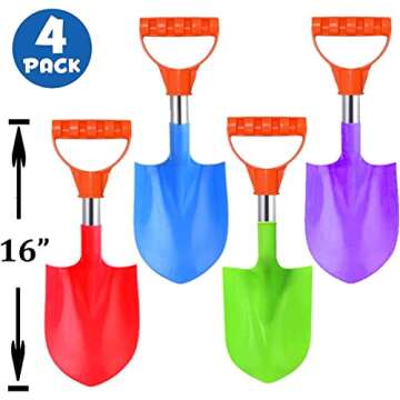 Heavy Duty Beach Shovels for Kids - 4 Pack 16 Inch