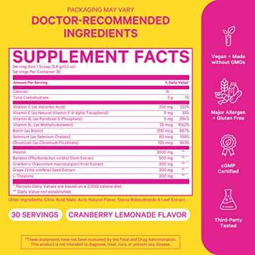 Pink Stork Fertility Drink Mix: Cranberry Lemonade, Fertility Supplements for Women, Hormone Balance, Fertility Prenatal Vitamin, Inositol, Vitamins B6 & B12, Women-Owned, 30 Servings