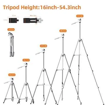 55" Phone Tripod -PHOPIK Extendable Tripod Stand with Shutter-Video Tripod with 360 Panorama and 1/4” Mounting Screw for iPhone/Android/Sport Camera-Phone Holder for Smartphone-Upgrade White