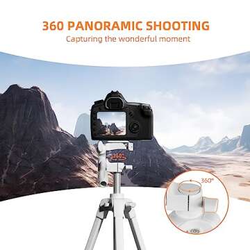 55" Phone Tripod -PHOPIK Extendable Tripod Stand with Shutter-Video Tripod with 360 Panorama and 1/4” Mounting Screw for iPhone/Android/Sport Camera-Phone Holder for Smartphone-Upgrade White